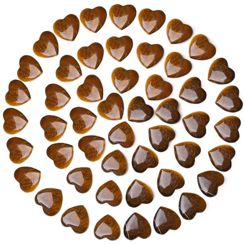DUQGUHO 50 Pcs Tiger Eye Heart Crystals and Healing Stone Love Heart Shaped Set Crystal Bulk Palm Pocket Wholesale Mothers Day Gifts for Mom
