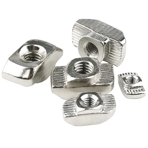 100 Pcs 4545 Series M8 T Nuts, T Slot Nut Hammer Head Fastener Nut, Nickel Plated Carbon Steel Nut for European Aluminum Profile,Drop in T Slot Nuts Assortment Kit(45-M8) 45-M8(100 Pcs）