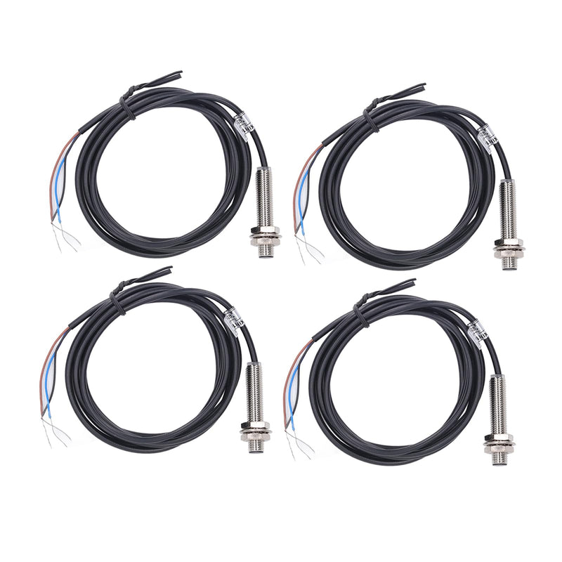 [Australia - AusPower] - 4 Set Proximity Switch 8mm Dia Inductive PNP DC 3 Wire Sensor, Metal Detection, LED Indicator, IP67 Waterproof, Oil Proof 4 Set Proximity Sensor Switch 