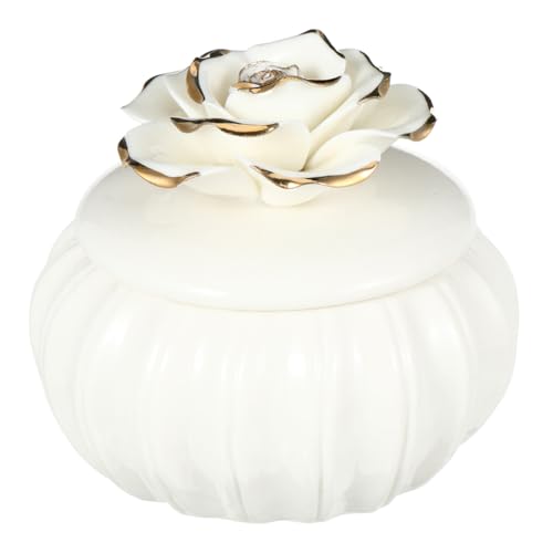Abaodam Ceramic Jewelry Box with Lid Portable Rose Design Storage Container Small Jewelry Case for Home Travel Driving Carrying Large Capacity Organizer