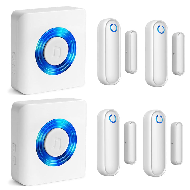 [Australia - AusPower] - Caregiver Pager Door Alarms for Dementia Patients/Kids Safety/Home Security,Wireless Door Alarm Sensor for Elderly/Business/Home/Store(4 Sensors and 2 Receivers) 