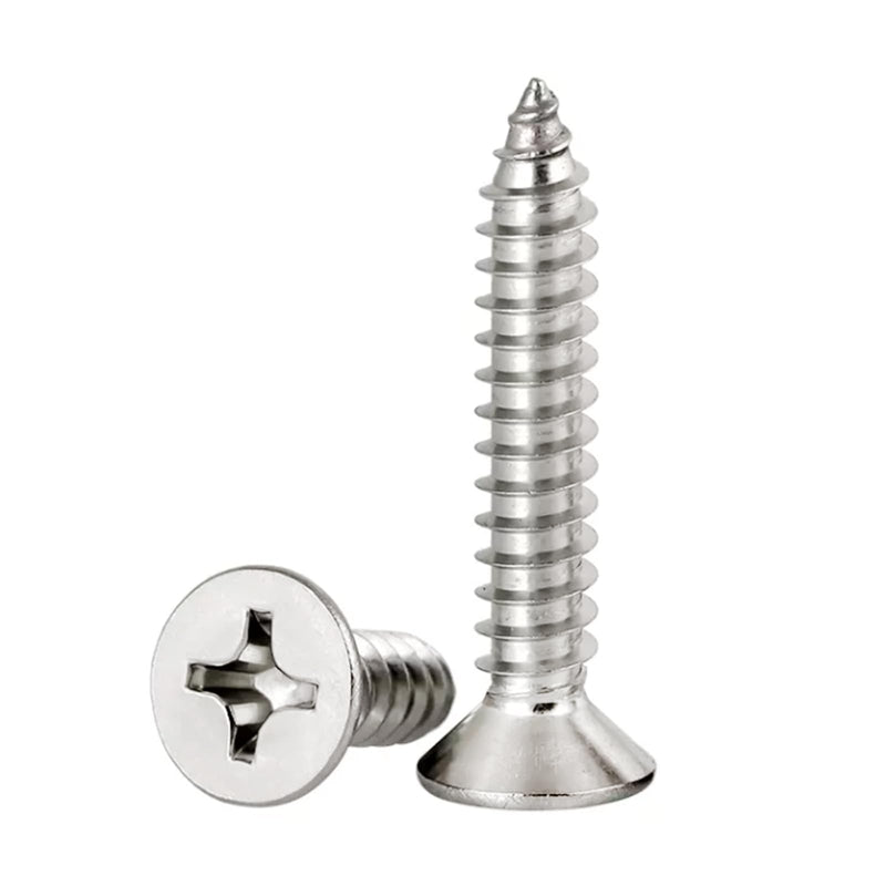 [Australia - AusPower] - #4 x 5/8" Flat Head Sheet Metal Screws Phillips Drive Wood Screws, 304 Stainless Steel 18-8, Pack of 100 #4 x 5/8" Silver 