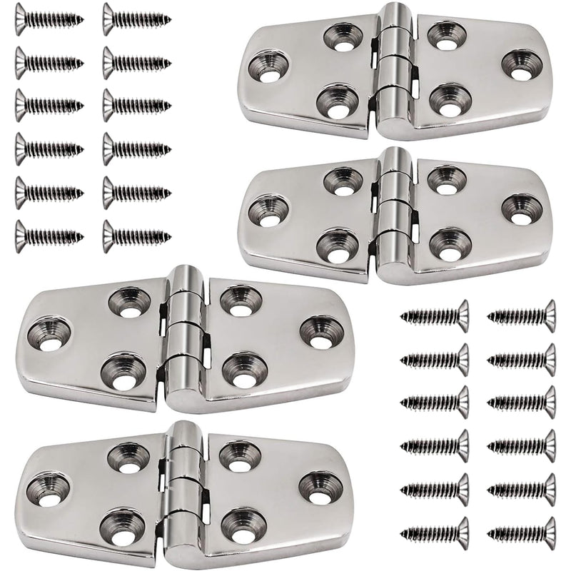 316 Stainless Steel Hinges Marine Grade 3" x 1.5" Heavy Duty Boat Hatch Hinge (76 mm X 38 mm) 4 Pack Casting Cabinet Door Hinge with Screws 4pack