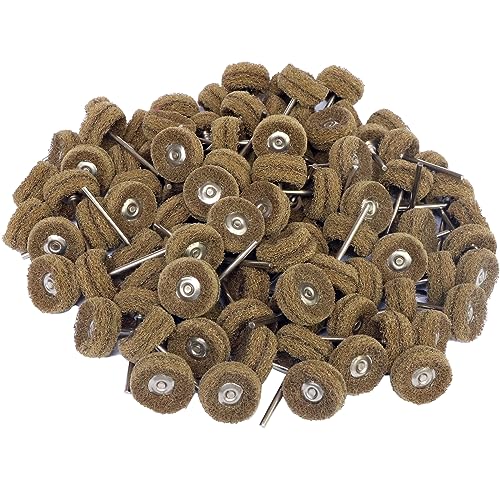 Hiqalty 1-inch brown 120# abrasive buffing polishing wheels with 3mm shafts for rotary tools