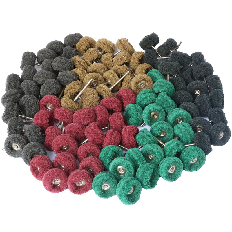 [Australia - AusPower] - FPPO 100PCS Abrasive Buffing Polishing Wheel Set for Rotary Tool,Mini scouring pad Brush Polishing kit, Removal of Rust,Deburring on Metal Surface,with 3mm Mandrel mix100pcs 