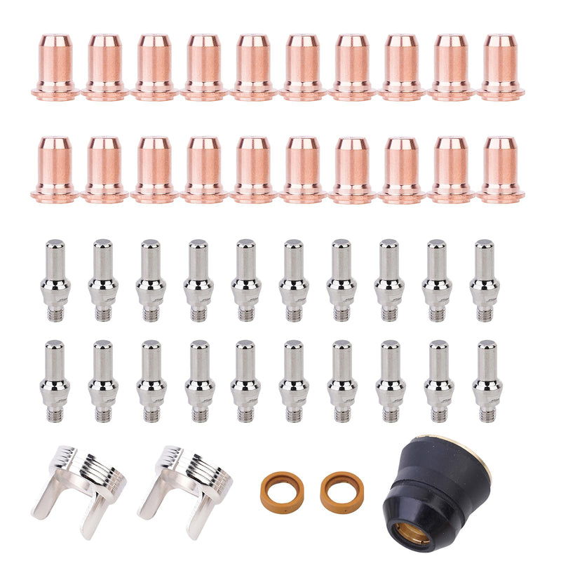 45pcs IPT-60 PT-60 IPT-40 PT40 Plasma Cutting Torch Tip Nozzle 1.0mm 0.039'' & Electrode Shield Cap Stand Off 45Pcs