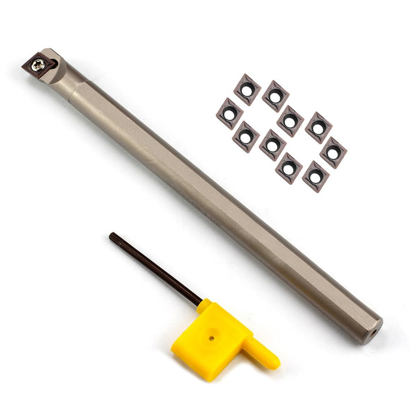 [Australia - AusPower] - 1/2" Lathe Internal Boring Bar, Right-Hand Sclcr Turning Tool Holder with 10 Pcs Indexable Carbide Turning Inserts CCMT09T304(CCMT32.5) 