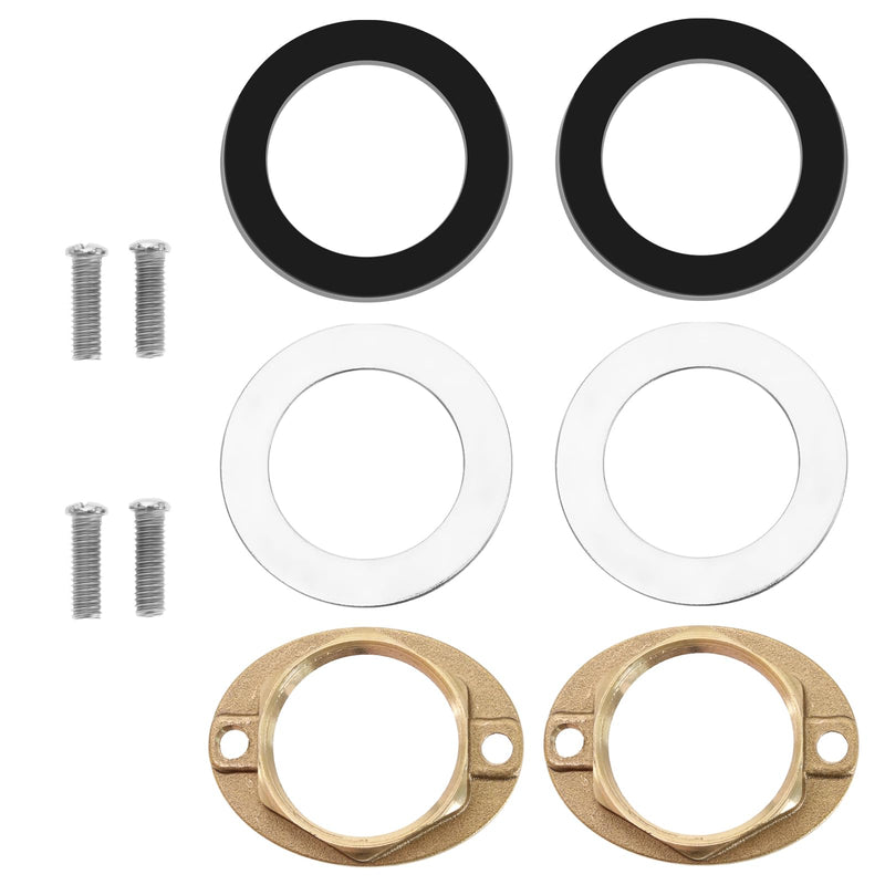 [Australia - AusPower] - 2 Sets M32x1.5mm Brass Faucet Fixing Nut Single Hole Lock Nuts with Flat Washers & Screws Faucet Anti-loosing Nut Household Accessories 