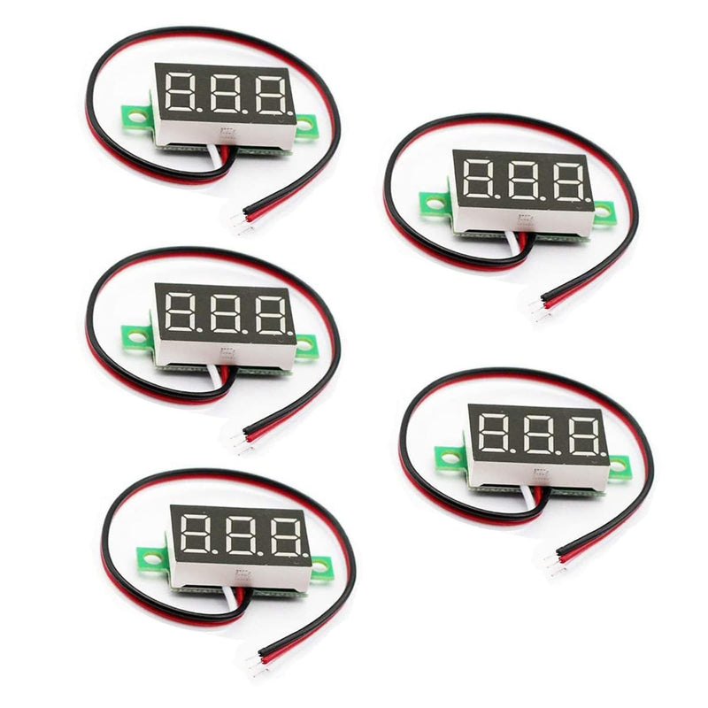 [Australia - AusPower] - Voltage Meter 3 Wire 0.36" DC 0~30V Digital Voltmeter Gauge Tester Red LED Display Panel Mount Car Motorcycle Battery Monitor Led Voltage Display 5pcs 