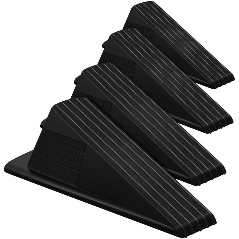 [Australia - AusPower] - 4 Pcs Jumbo Door Stoppers for Floor Heavy Duty Stackable Door Stop TPR Large Door Wedge 2 Inch Rubber Door Stopper Wedge for Hotel Carpet Door Hardwood Concrete and Tile (Black) 4 Black 