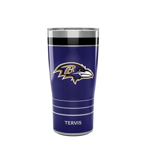 Tervis Traveler NFL Baltimore Ravens - MVP Triple Insulated Tumbler Travel Cup Keeps Drinks Cold & Hot, 20oz, Stainless Steel Multicolor