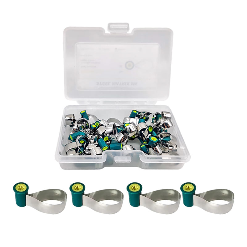 [Australia - AusPower] - Dental Sectional Matrix System, Adjustable Dental Matrices Matrix Bands, Double-Side Contoured Anatomically Shaped Matrix Bands, Dental Stainless Steel Knob Type Matrix Bands.-Yellow 50pcs Yellow 