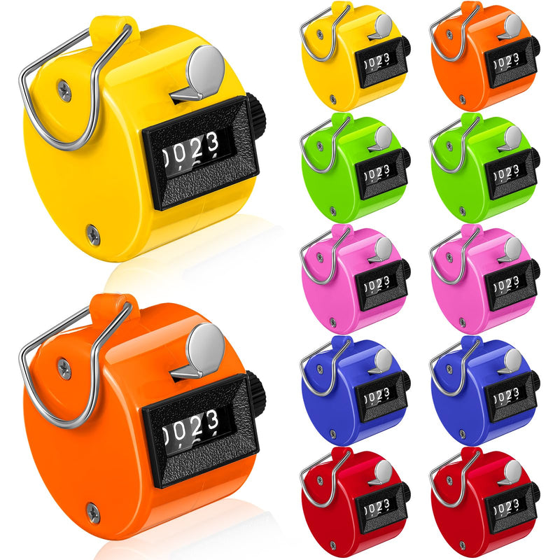 [Australia - AusPower] - Copkim 12 Pcs Clicker Counter, ABS Hand Tally Counter, 4 Digit Number Clickers Metal Hand Counters for School Coaching, Scoring, Stadium, Tasbih Counters, Stitch Counte for Crocheting Bright 