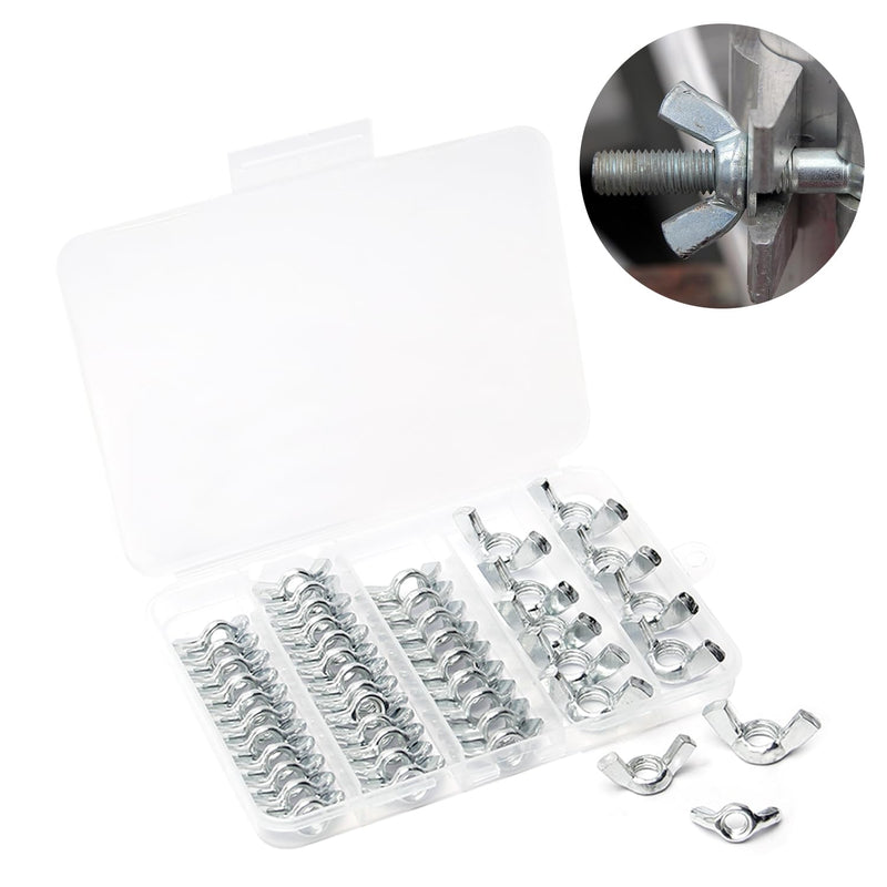 [Australia - AusPower] - MroMax 45Pcs Wing Nuts Assorted Kit 1/4"-20, 5/16"-18, 3/8"-16 Standard SAE Steel Zinc Plated Butterfly Wing Nuts Fasteners Hand Twist Tighten Ear Wingnuts 