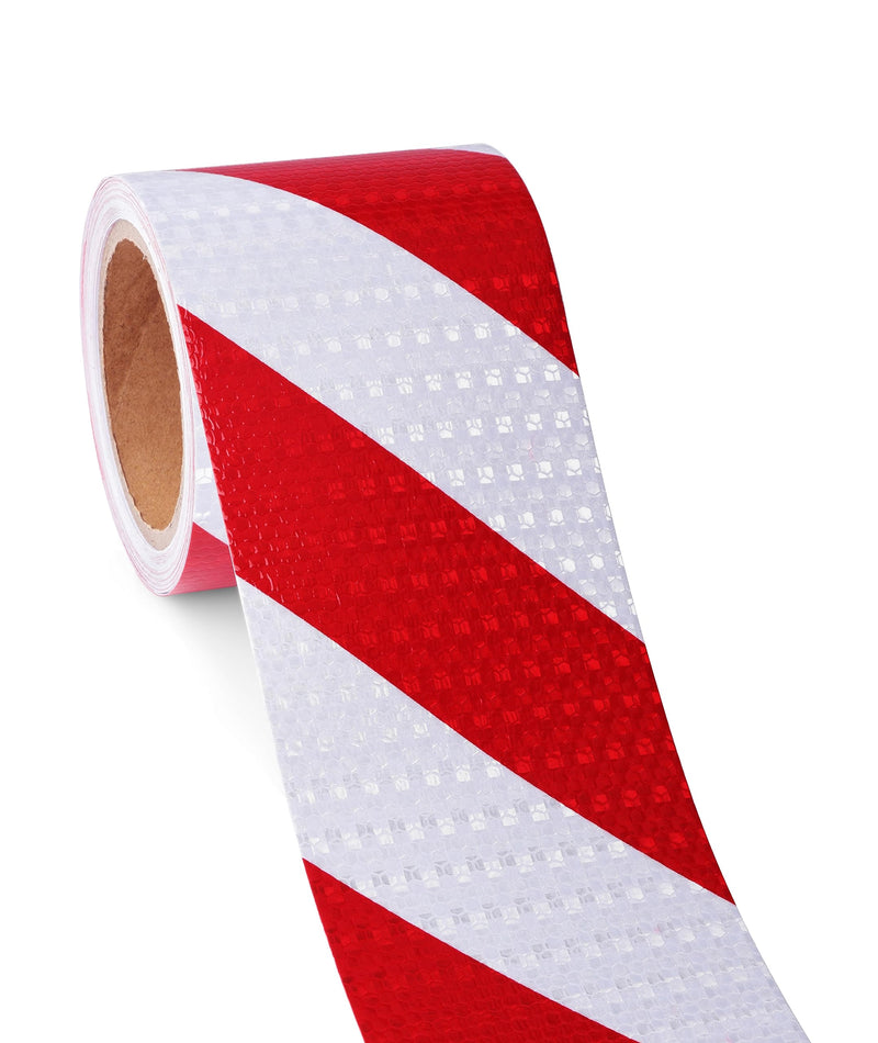 Reflective Tape, Waterproof Self Adhesive Dot Reflective Tape Outdoor Safety Caution Reflector for Trailers, Bikes, Cars（Red White, 4 Inch x 32.8 Feet） Red White