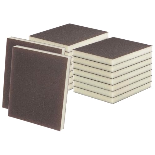 HARFINGTON 500-600 grit superfine sanding sponge blocks, brown foam pads for wood, metal, kitchen, and drywall sanding