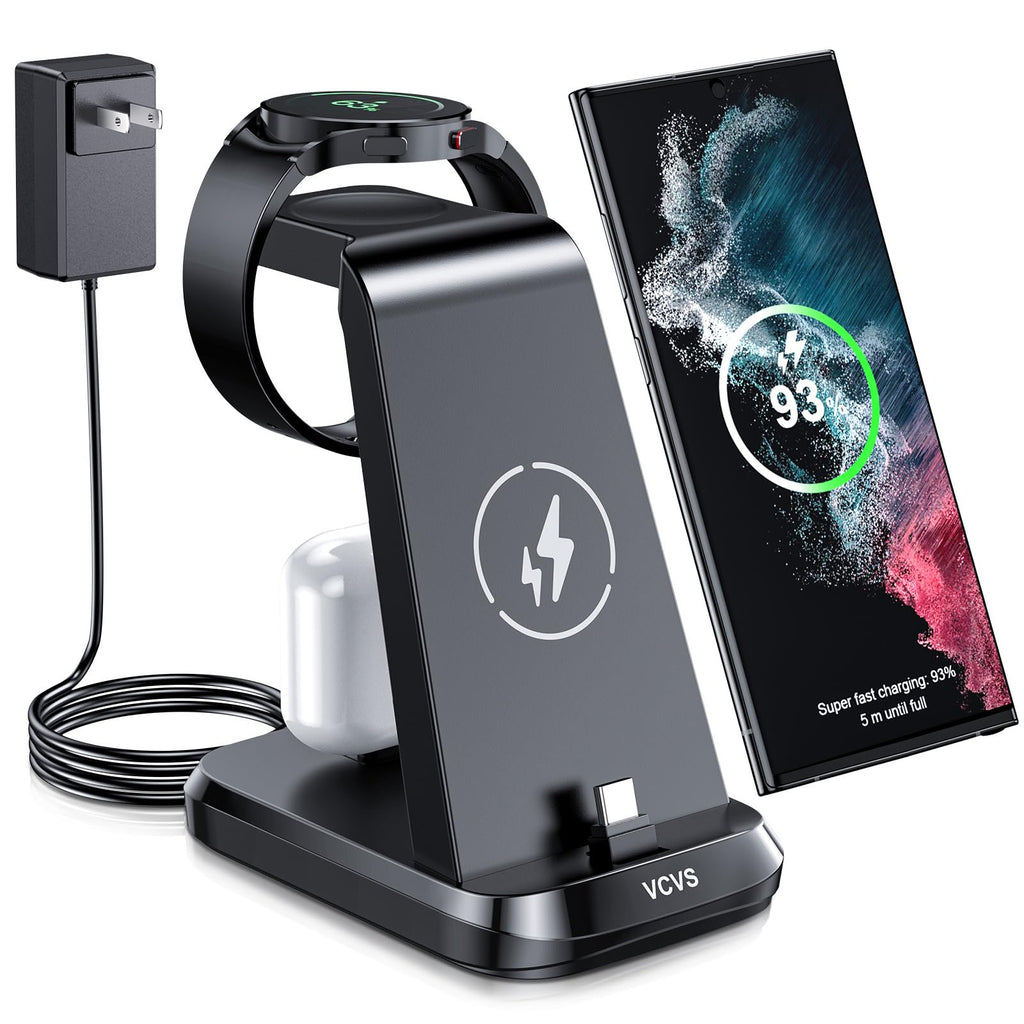 [Australia - AusPower] - 36W USB C Super Fast Charging Station for Samsung Phones Watches Earbuds, 3 in 1 Wireless Charger for Samsung Galaxy Watch 6/5/4/3, Galaxy S24/S23/S22/21/20,Note20/10,Z Fold/Flip 5/4,USB-C Buds Black 