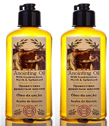 Lot of 2 Bottles of Anointing Oil with Frankincense, Myrrh and Spikenard 120ml Made in Jerusalem, Holy Land
