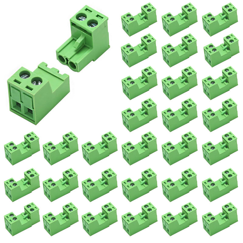 [Australia - AusPower] - 30Set 2 Pin 5.08mm Pitch Screw Terminal Block Connector Pluggable with Phoenix Plug for 28-12AWG Cable 2Pin (30Set) 