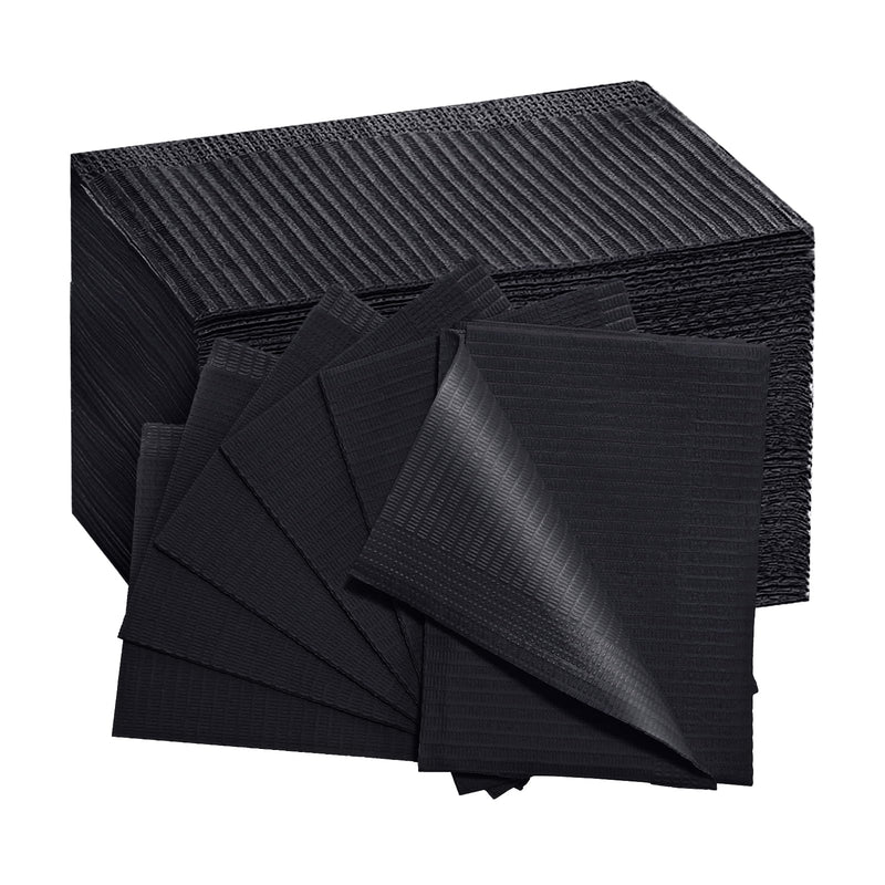 [Australia - AusPower] - Black Dental Bibs Disposable Dentist Bibs 13" x 18", 50 PCS Patient bibs Tattoo Paper Npkins 3 Ply Waterproof Dental Bib Sheets Dentist or Medical Tray Cover and Nail Table Cover Black 