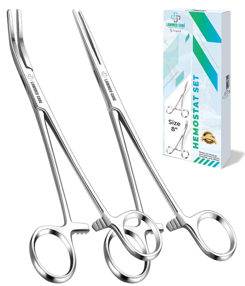 [Australia - AusPower] - Kelly Hemostat Forceps - Precision Surgical Tool for Medical and Crafting Applications (8" Pack of 2) 8" Pack of 2 