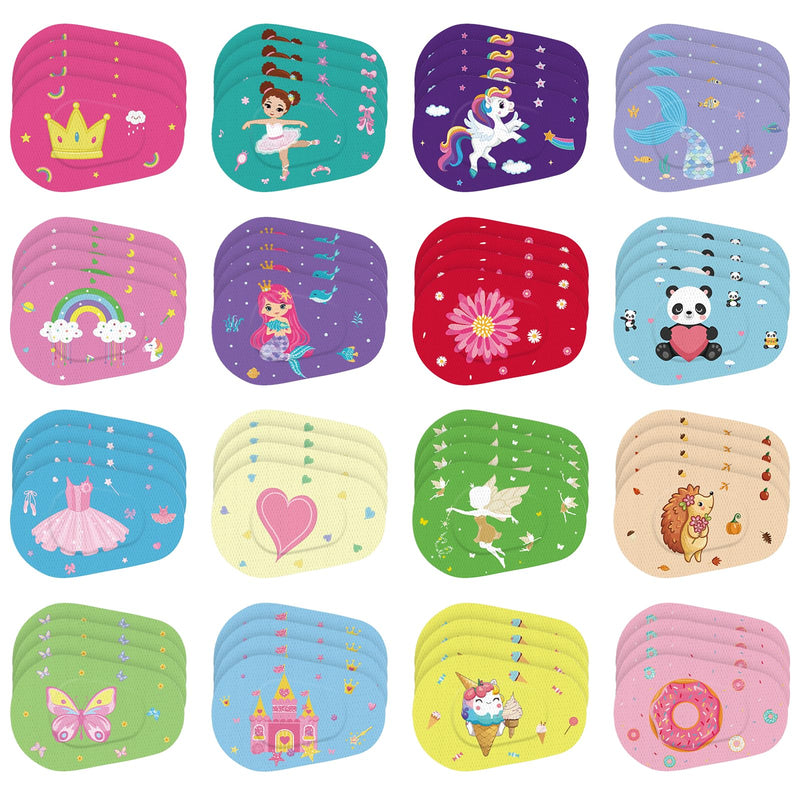 [Australia - AusPower] - Adhesive Eye Patches for Kids Girls 16 Styles Toddler Eye Patches Bulk Latex Free Eye Pad Light Blocking Fun Cute Designs Cotton Adhesive Bandages for Kids Toddler Girls Boys(80 Pcs) 80 