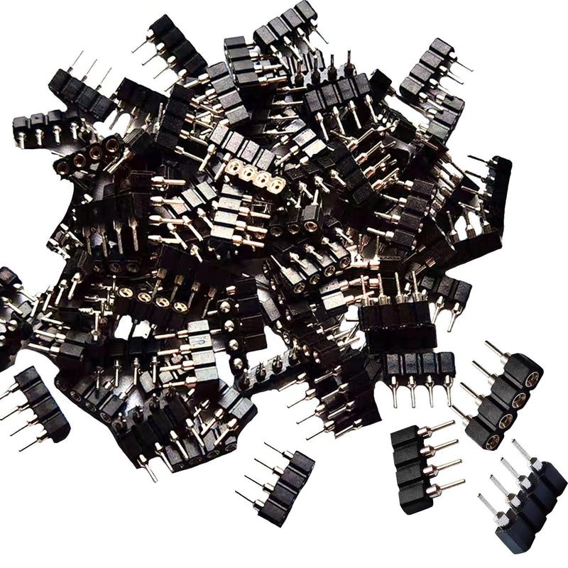[Australia - AusPower] - 4P Round Female Socket Pin Header Strip 2.54mm 1x4P Single Row Straight Female Male Socket/Pin Header Strip Connector - (25 pcs) 4P 