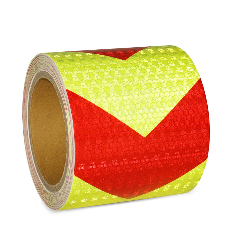 Reflective Tape, Waterproof Self Adhesive Dot Reflective Tape Outdoor Safety Caution Reflector for Trailers, Bikes, Cars（Red Yellow, 4 Inch x 32.8 Feet） Red/Yellow