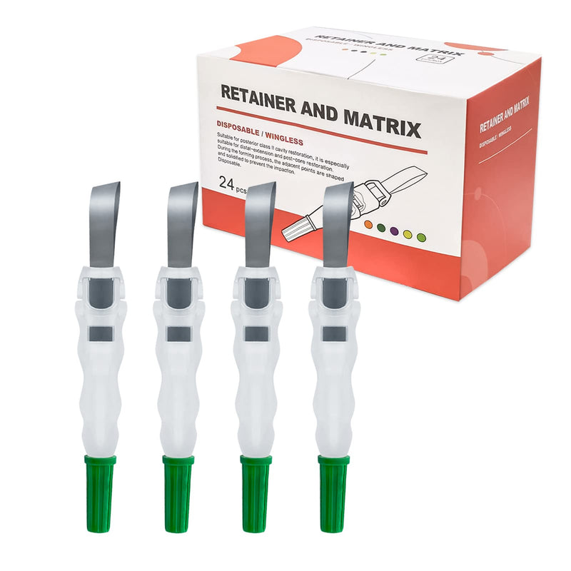 [Australia - AusPower] - 24pcs Metal Restoration Matrix Bands, Dental Matrix Bands with 180° Adjustable Retainer, Dental Sectional Matrix Bands, Matrix Bands for Dental Restorations. (Green) Green 