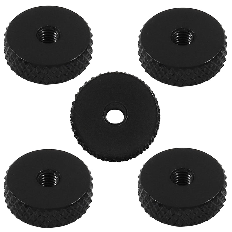 [Australia - AusPower] - 5PCS M3 Flat Knurled Nut, Aluminum Alloy 12mm x 4mm Knurled Thumb Nut, Thumb Thin Nut, Black 