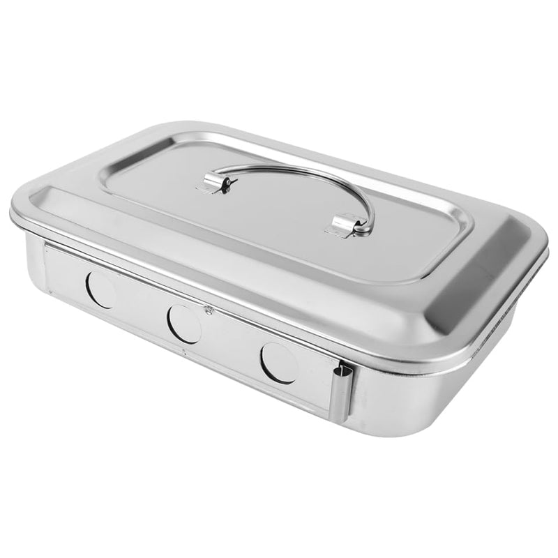 FRCOLOR Stainless Steel Disinfectant Box with Lid - Instrument Tray for Sterilisation Storage Professional Disinfectant Tray for Thermometer Medical Tools Hairdresser 24X15CM silver