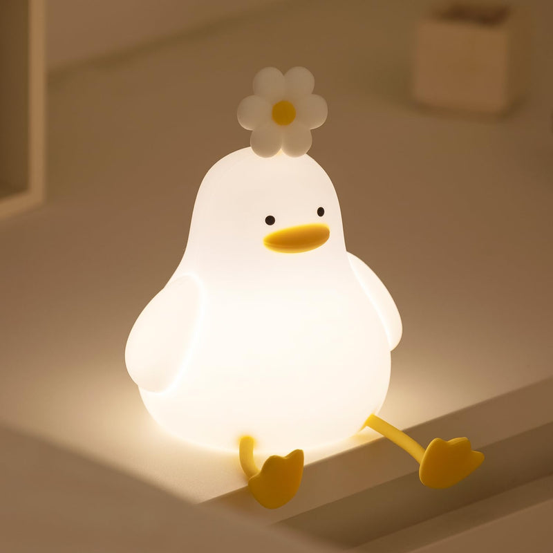 [Australia - AusPower] - KinYiLO Cute Duck Night Lights for Kids Toddler, Ambient Nursery Nightlight, Soothing Lamp for Baby Room/Bedroom/Bedside, Rechargeable Battery,30 Min Timer 