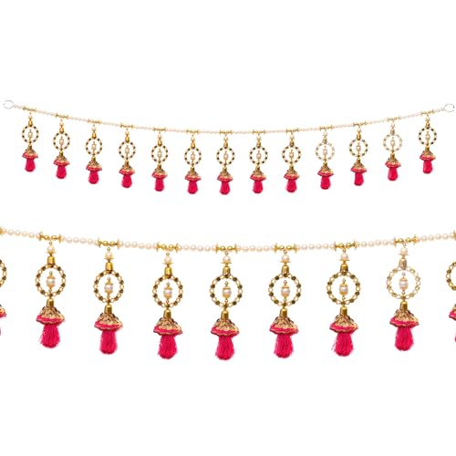 Toran Bandanwaar Decorative Hanging for Wall Door Home Temple Festival Wedding Function Party Decoration Décor and Gifting (Pink)
