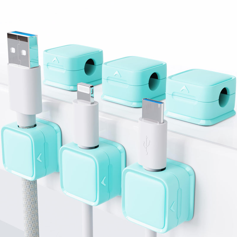 [Australia - AusPower] - smofish Cord Organizer Holder, 6 Pack Magnetic Desk Cable Clips Management, Hide Phone Charging Cable Keeper, Strong Adhesive Wire Charger Holder for Nightstand, Kitchen Appliances, Office Supplies blue 