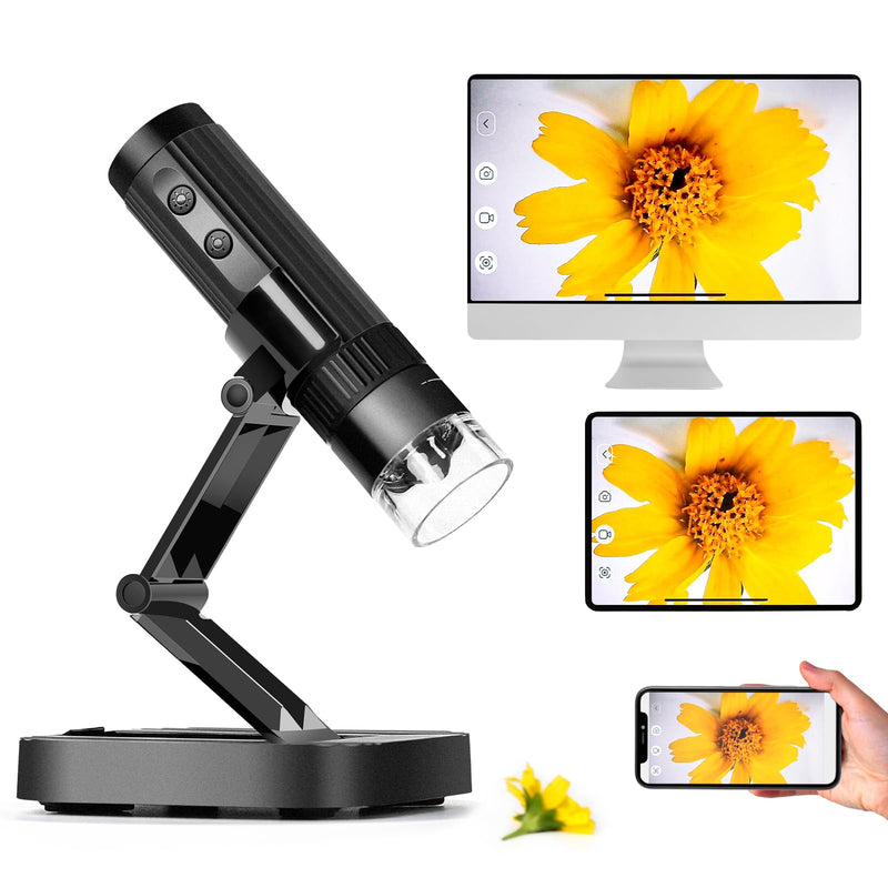 M2C Wireless Digital Microscope 50X-1000X Handheld Portable Microscope 1080P HD with Adjustable Stand, USB Mini Coin Microscope Camera Magnifier Compatible with iPhone Android iPad & PC