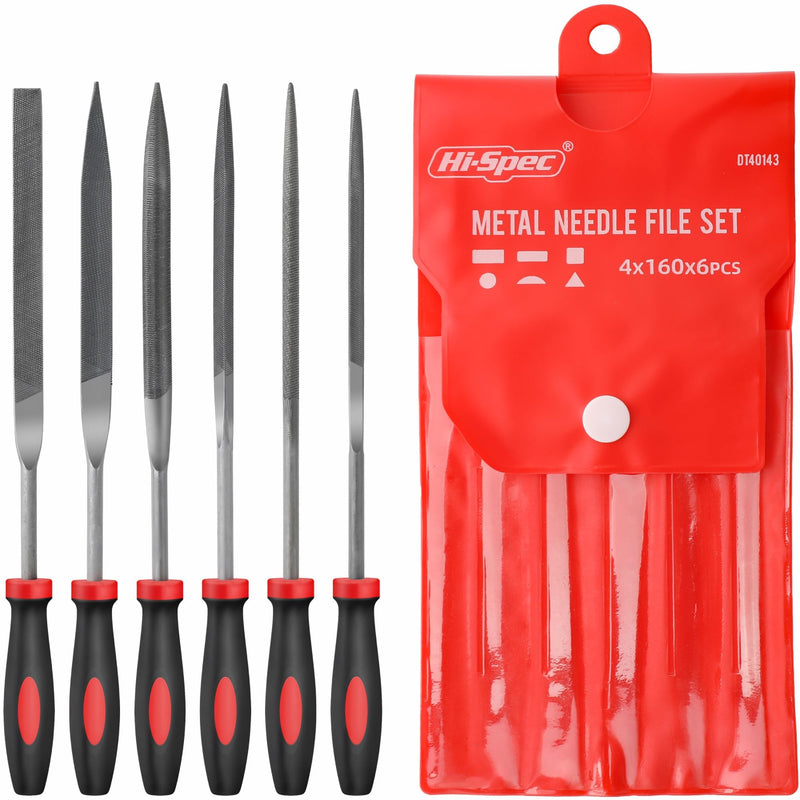 [Australia - AusPower] - Hi-Spec 6pc Metal Small Needle Hand File Tool Set Kit. Fine Micro Steel Files. Flat, Half, Round & Triangle for Crafts, Metal & Wood Work. 6 Pieces 