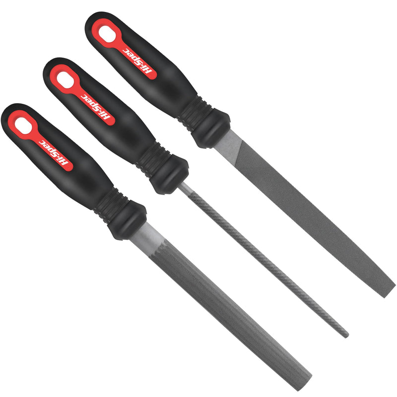 [Australia - AusPower] - Hi-Spec 3pc Metal Hand File Tool Set Kit. Large Steel Files. Flat, Round & Half-Round for Crafts, Metal & Wood Work 3 pieces 