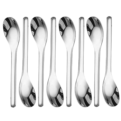 OULIGET Thick Heavy weight Dinner Soup Spoons,Stainless Steel Tablespoons,Chinese Silver Spoon,Heavy Duty Asian Thick Long Handle Spoons,7.1 inches,Set of 8 7×1.4