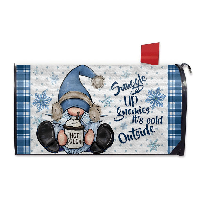 [Australia - AusPower] - FBCOO Sunggle Up Gnomies It's Cold Outside Mailbox Cover Magnetic Standard Size 21"x19", Winter Gnome Polka Dots Decorative Post Letter Box Decor, Snowflake Farmhouse Garden Outdoor Decoration 