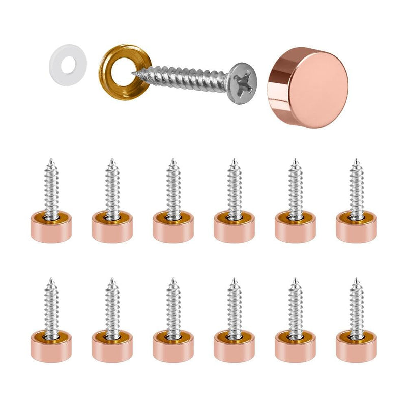 [Australia - AusPower] - Mirror Screws with Decorative Caps Solid Brass Screw Cap Nails Mirror Screws Fasteners (Rose Gold 10MM 12Pack) Rose Gold 10MM 12Pack 