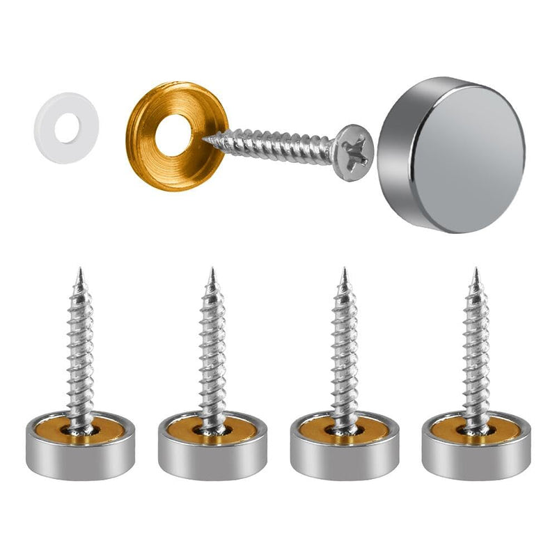 [Australia - AusPower] - Mirror Screws with Decorative Caps Solid Brass Screw Cap Nails Silver Mirror Screws Fasteners (25MM 4Pack) Silver 25MM 4Pack 