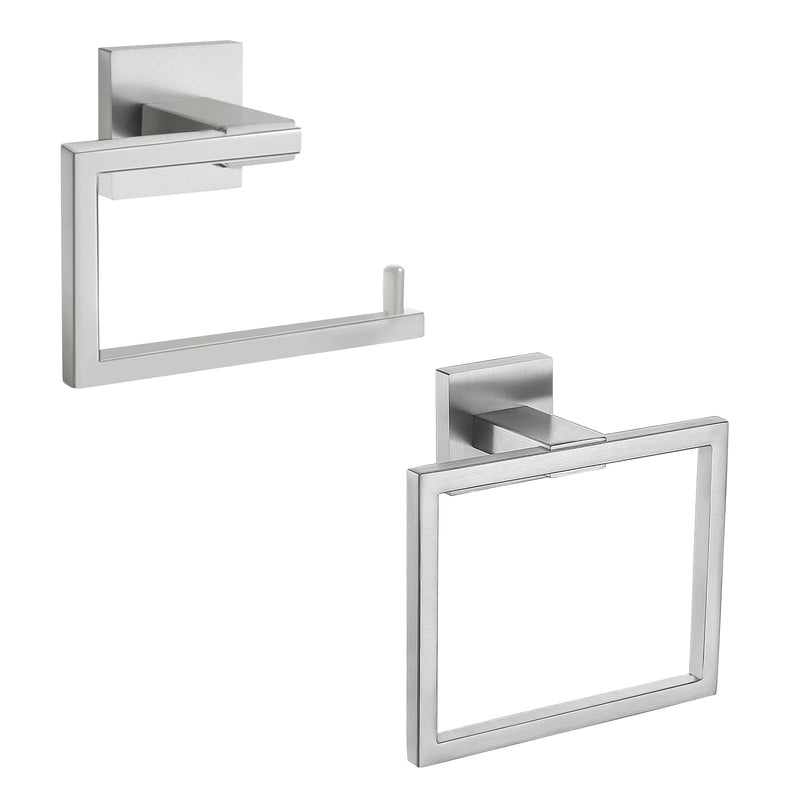 YACVCL Towel Holder & Toilet Paper Holder Brushed, Bathroom Hardware Set, Stainless Steel Hand Towel Ring Bar, Wall Mounted Towel Hanger Tissue Roll Holder for Kitchen Lavatory 2 Pcs