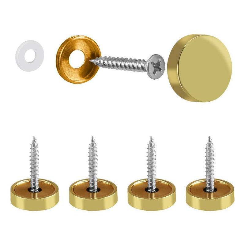 [Australia - AusPower] - Mirror Screws with Decorative Caps Solid Brass Screw Cap Nails Gold Mirror Screws Fasteners (25MM 4Pack) Bright Gold 25MM 4Pack 