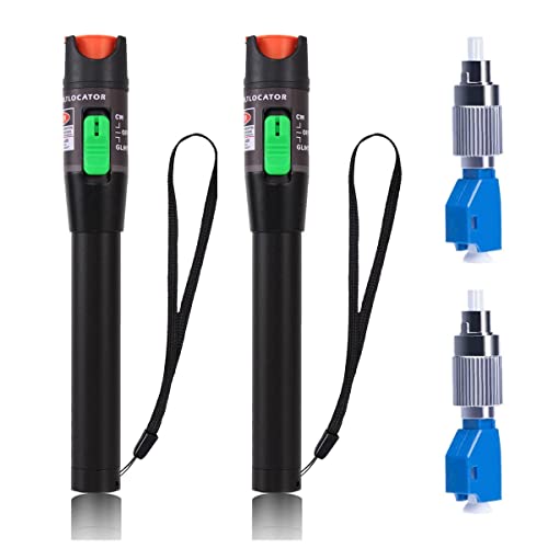 2 Pieces Visual Fault Locator 30 Km, VFL Test Kit Includes Single Mode 9/125μm FC Male to LC Female Adapter, Fibre Optic Light Pen Tester for Testing Fiber Optic Power Cables