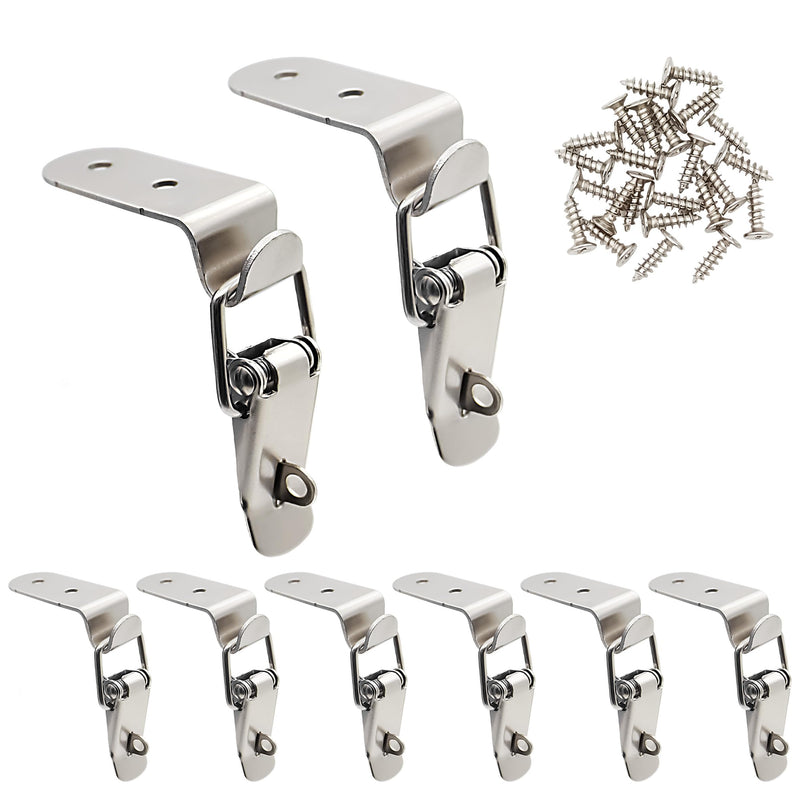 [Australia - AusPower] - 8 pcs Stainless Steel 90-Degree Spring Toggle Lock with Clasp Buckle Latch Latch Catches Hasps Clamps with Mounting Screws 