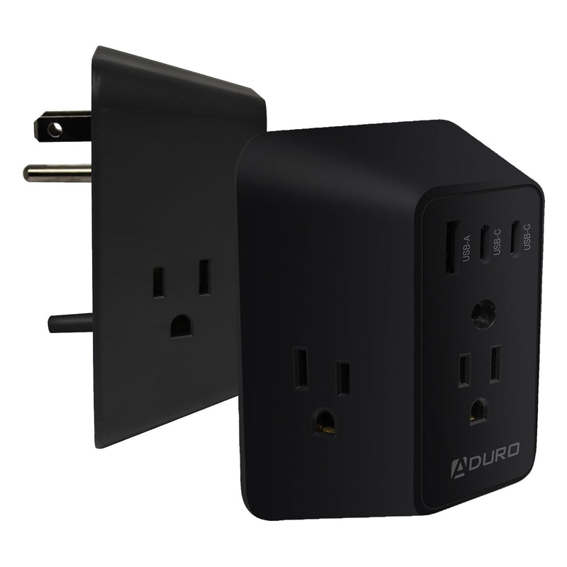 [Australia - AusPower] - Aduro Multi Plug Outlet Extender with Surge Protector, Black â€“ Wall Charger Power Strip with Adapter 3 Outlets, 1 USB & 2 Type-C Charging Ports â€“ for Home Office Travel, ETL Listed 