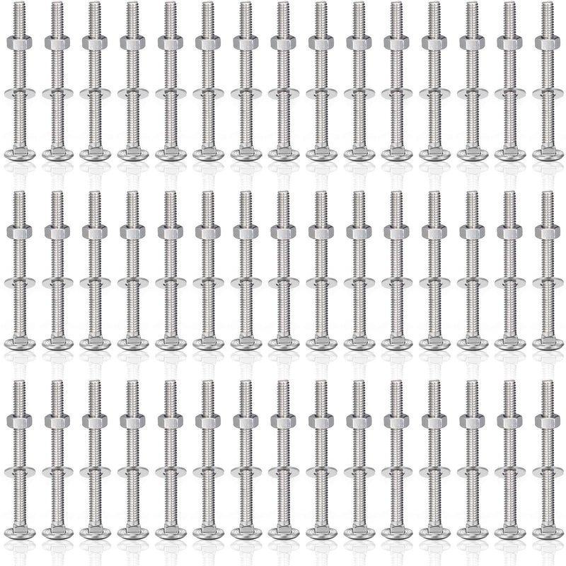 [Australia - AusPower] - Zonon 50 Sets 1/4-20 x 3 Stainless Steel Carriage Bolts and Nuts Kit Round Head Square Neck Carriage Bolts Screws and Hex Nuts and Flat Washers, Stainless 18-8 Full Thread Coverage (Silver) 1/4-20 x 3" Silver 