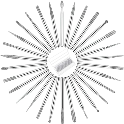 30 Pieces Diamond Grinding Pen 3 mm, 150 Grit Drill Grinding Pin, Diamond Cutter Set Carbide Grinding Pin, Diamond Cutter Grinding for Glass Gemstone for Grinding Polishing Engraving