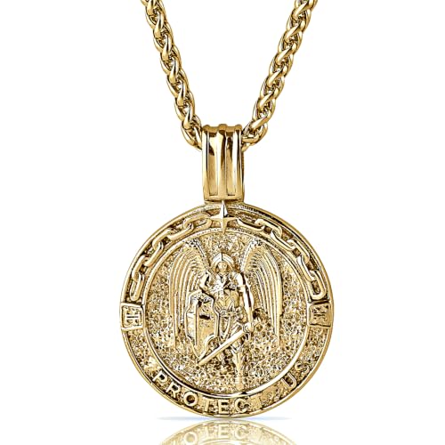 Forge & Foundry Men's Handcrafted Religious Pendant Necklace Gold - Saint Michael