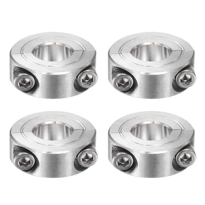 [Australia - AusPower] - HARFINGTON 4pcs Shaft Collar for 1/2" Rod 1-1/8" OD 13/32" Width 304 Stainless Steel Double Split Axle Clamp-On Collar with Set Screw 1/2" Bore 